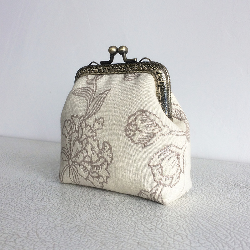 Lingnan Hands As National Wind Zero Wallet Mini Mouth Gold Bag Containing Flowers Bird Jacquard Retro Little Square Bag Original