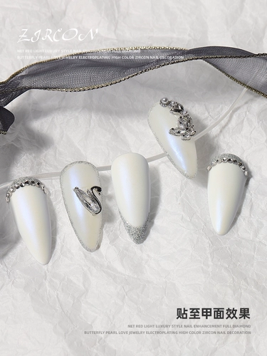 Украшение для ногтей с бантиком, цирконий, лебедь в форме сердца, популярно в интернете, кошачий глаз, четырехлистный клевер