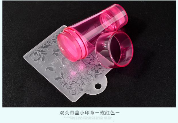 Dụng cụ làm móng hai mặt tem thép in bằng con dấu silicone Vỏ trong suốt đầy đủ với dụng cụ cạo móng tay + con dấu kìm cắt móng chân