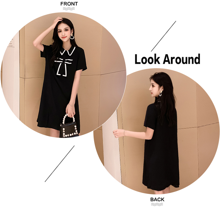 VK旗艦店 韓系時尚小香風蝴蝶結娃娃領短袖洋裝