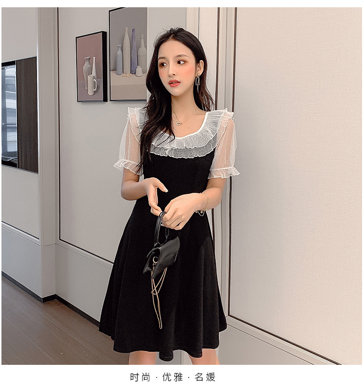 VK旗艦店 韓系小心機甜美蝴蝶結收腰短袖洋裝