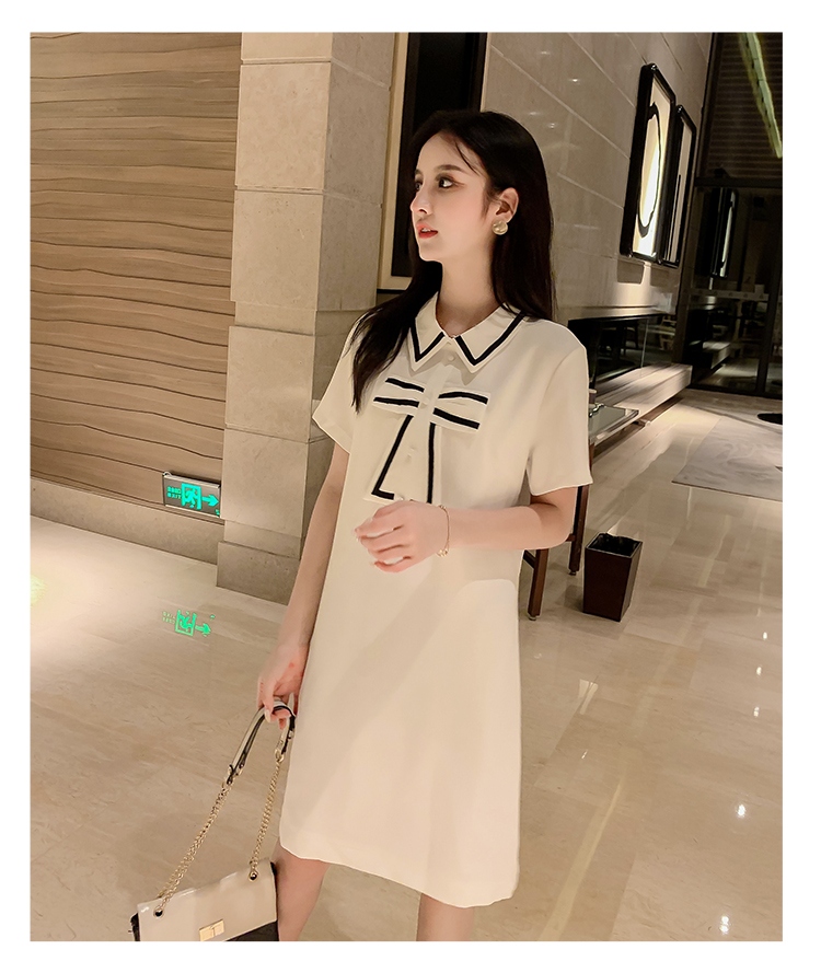 VK旗艦店 韓系時尚小香風蝴蝶結娃娃領短袖洋裝