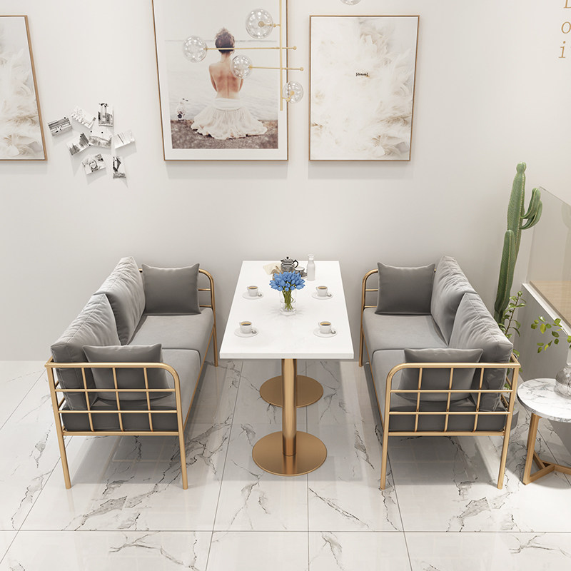 Nordic net red milk tea dessert shop double leisure bar coffee western restaurant iron card seat sofa table and chair combination