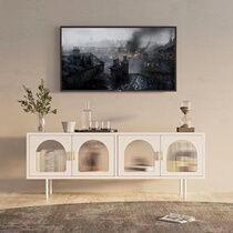 Nordic light luxury floor-to-ceiling TV cabinet simple modern small apartment bedroom white living room home glass storage cabinet