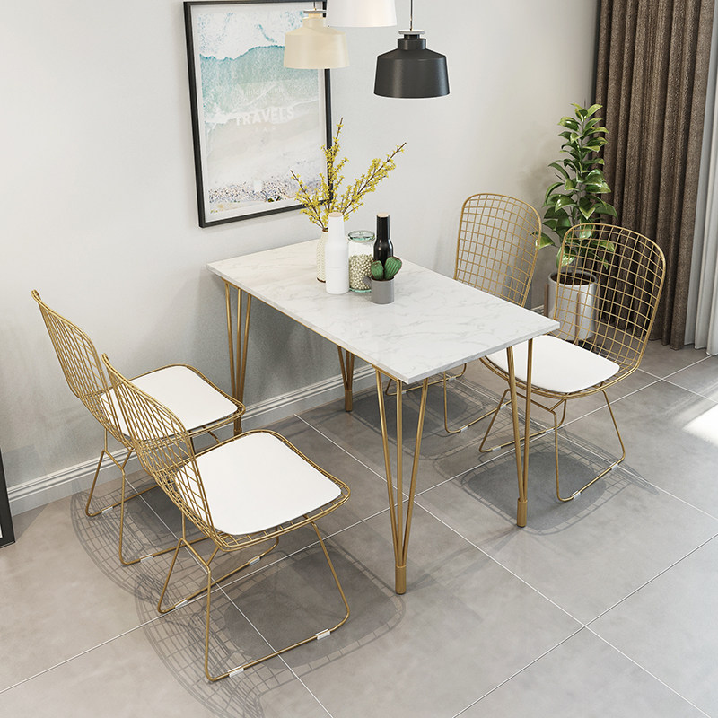 Nordic Cafe Net Red Simple Marble Dining Snacks Dessert Shop Leisure Dining Room Milk Tea Shop Table and Chair Combination