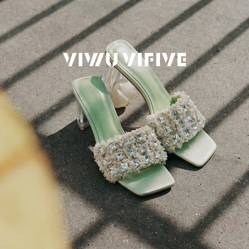 V5 Viwu·Vifive "Xia Yan·High Heels" Women's Summer Tweed Rhinestone High-Heeled Sandals V5 Viwu·Vifive "Xia Yan·High Heels" Women's Summer Tweed Rhinestone High-Heeled Sandals