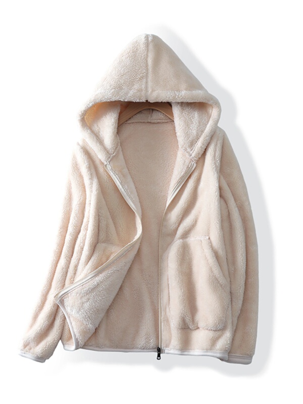 Fleece Jacket for Women, Autumn and Winter Casual 2024 New Style, Double-Sided Fleece, Thickened and Warm, Coral Fleece Hooded Sweatshirt