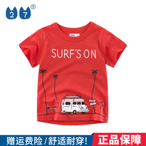 27kids boy pure cotton slim fit summer money for children short sleeve T-shirt baby clothes half sleeve blouse summer dress