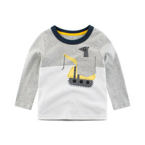 27kids boy brand childrens clothing 2022 spring loaded long sleeve T-shirt excavator Childrens spring and autumn Korean version pure cotton boomer