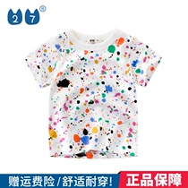 27kids boys cotton thin childrens clothing summer baby short-sleeved childrens T-shirt half-sleeve jacket childrens summer clothes