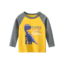 27kids boy brand Spring and autumn childrens clothing Korean version of undershirt children long sleeve T-shirt cartoon dinosaur clothes pure cotton