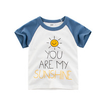 27kids boys cotton thin clothes New 2021 summer childrens T-shirt baby clothes half sleeve summer