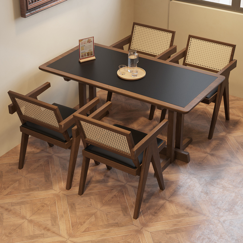 Medieval-Style Solid Wood Slate Dining Table Western Restaurant Cafe Barbecue Bed and Breakfast Tavern Rectangular Table and Chair Set 1092 Medieval-Style Solid Wood Slate Dining Table Western Restaurant Cafe Barbecue Bed and Breakfast Tavern Rectangular Table and Chair Set 1092
