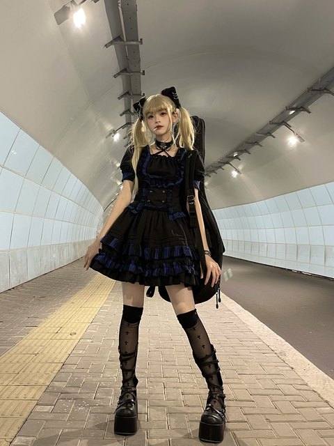 Punk style rock lolita split two piece set ລາຄາເຕັມ 188-ບັດຝາກ