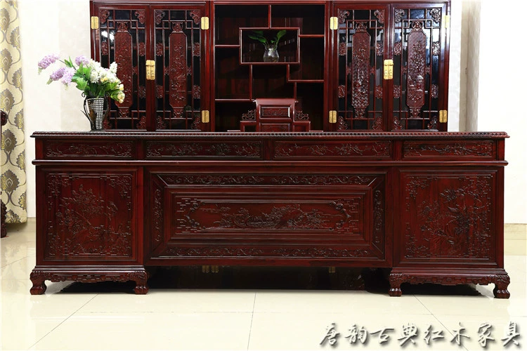 Bàn làm việc bằng gỗ gụ Bàn gỗ hồng mộc - Bộ đồ nội thất ghế thông minh
