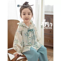 Girls sun protection clothing summer wear 2024 new Chinese Hanfu floral shawl little girl breathable thin hooded jacket trendy