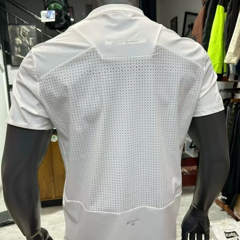 White Mesh Splicing Cool Quick-Drying Short-Sleeved T-Shirt for Men in Summer Outdoor Hiking, Mountaineering, Fitness and Cycling Clothing
