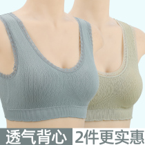 Mother underwear bra no steel ring bra middle-aged and elderly vest-style big breasts show small thin section gathered middle-aged women