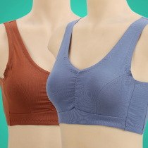 Middle-aged and elderly bra vest type no steel ring bra elderly bra gather sleep bra one piece comfortable and breathable