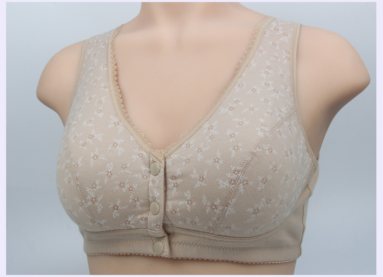 Áo lót mẹ bằng vải cotton nữ tuổi già áo ngực không có vòng thép phía trước khóa trung niên cỡ lớn màu đỏ năm nay ao lot