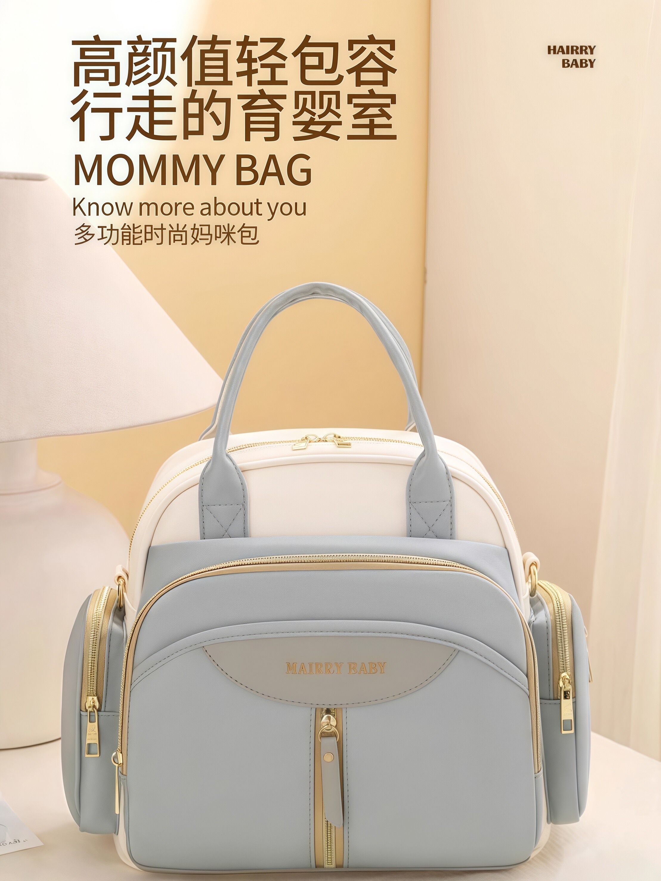 The Mini Diaper Bag – Lightweight, Large Capacity, 3-in-1 Convertible – Wear as Backpack, Shoulder Bag, or Attach to Stroller