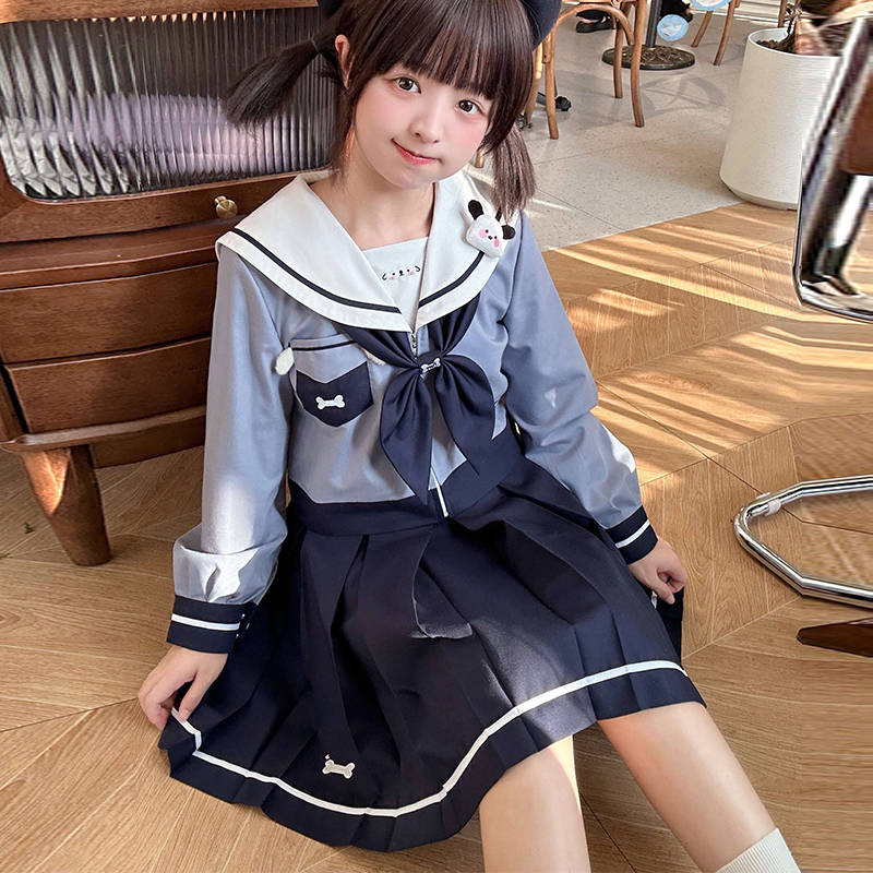 【Little Puppy】Xiaodiu's Original Genuine Cute Jk Uniform Long-Sleeved Sweet and Adorable Sailor Suit for Girls