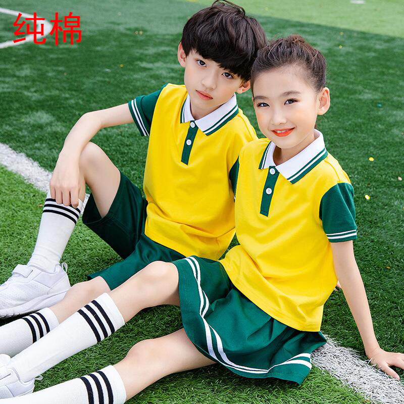 Kindergarten garden uniforms summer clothes primary school students school uniforms short-sleeved 2021 cotton short-sleeved summer new costumes wholesale