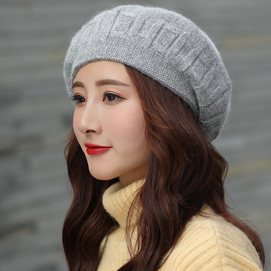 CalbouKimct beret winter women's British retro octagonal hat versatile warm woolen hat for women
