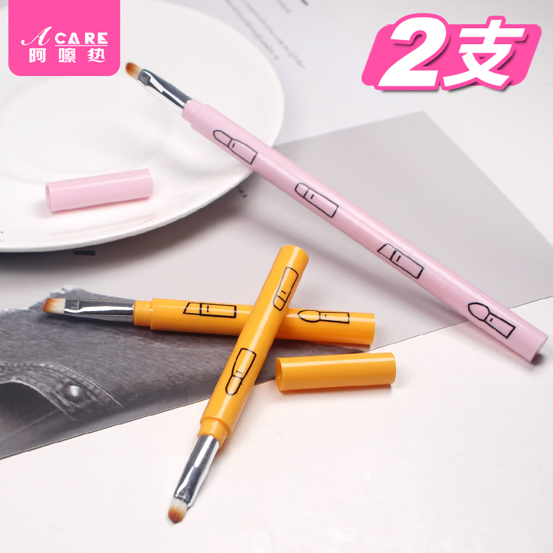 Eye shadow brush multifunction Four-in-one makeup brush sponge eye shadow stick lip brushed lipstick Red Brow Brush Portable Female