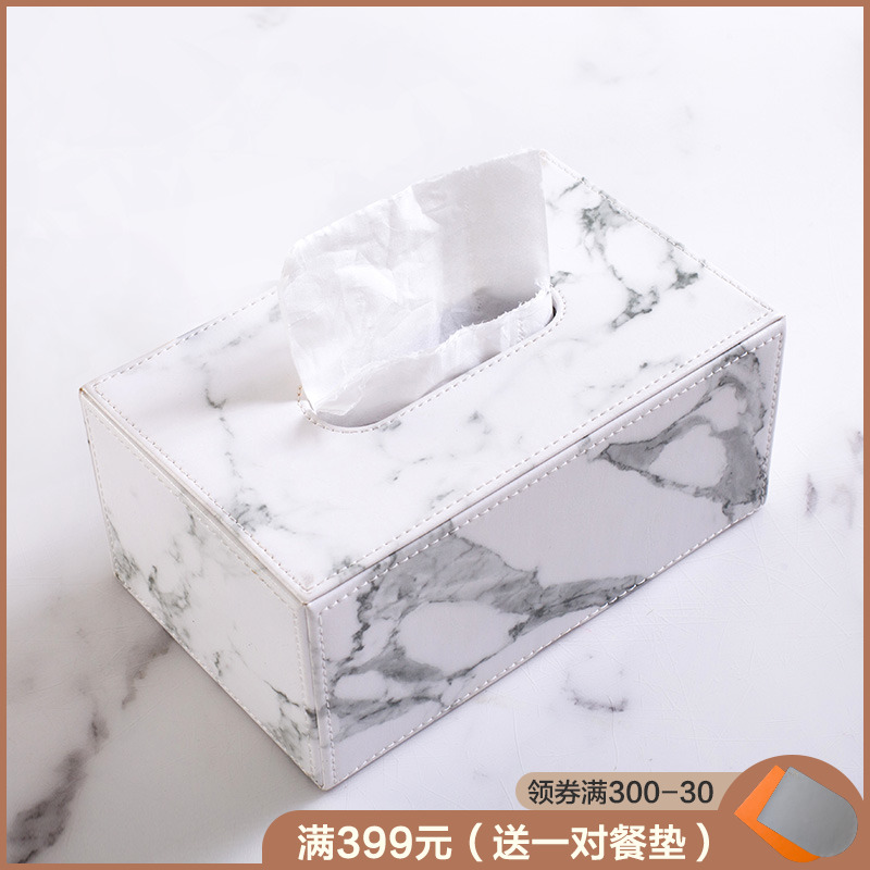 Marble tattooed Nordic Living room dining room Tissue Box Toilet Paper Box European Style Home Creative Decoration Containing Box Extractable Toilet Paper Box