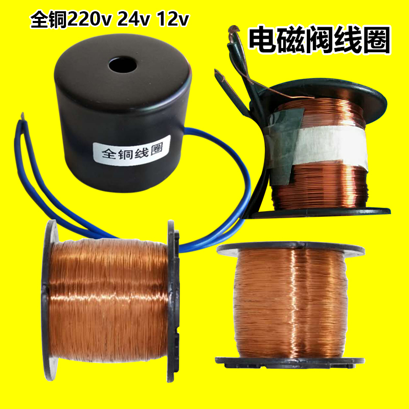 Full copper solenoid valve coil AC220V DC24V DC12V solar water inflow car shower water drain electronic valve