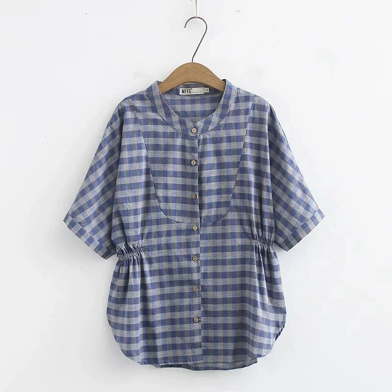 Mùa hè trung niên trở lên XL áo thun cotton mỏng tay ngắn kẻ sọc - Quần áo của mẹ