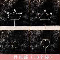 Net red cake decoration creative Iron Diamond Crown love five-pointed star baking decoration plug-in accessories