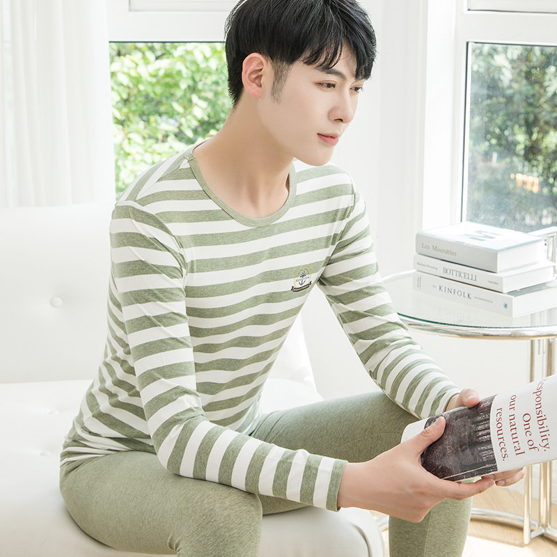 Pure cotton men's autumn clothes sanitary pants suit youth thin cotton junior high school students spring and autumn heating clothes men