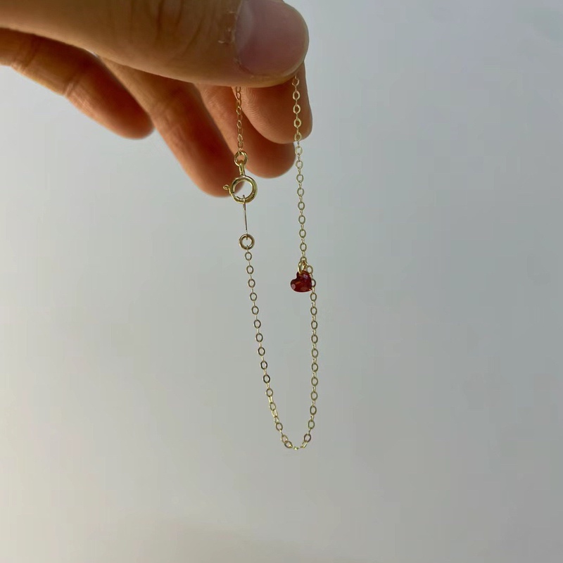 American-Made 14K Gold-Filled Mini Flash Diamond Small Red Heart Zircon Bracelet Washable Ultra-Fine Bracelet Can Be Stacked American-Made 14K Gold-Filled Mini Flash Diamond Small Red Heart Zircon Bracelet Washable Ultra-Fine Bracelet Can Be Stacked