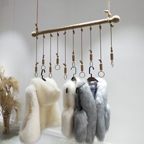 Clothing store hanging ring hanging display rack hemp rope wooden stick wall hanging ring hanger shop decoration hanging clothes clothing rack