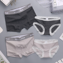  2-pack couple underwear pure cotton summer sexual confusion cute pair of male and female couple underwear sexy passion suit