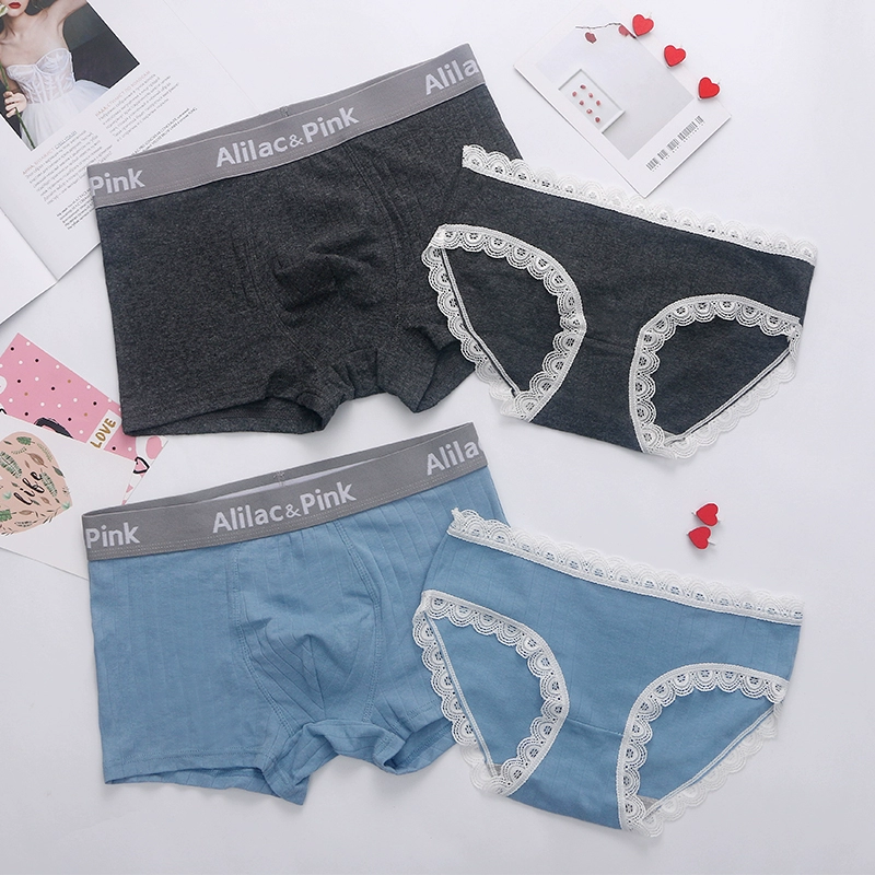 2 bộ đồ lót cặp đôi, cotton tinh khiết dễ thương đồ lót đôi nam nữ sáng tạo, sexy cám dỗ, sexy nóng bỏng - Tam giác