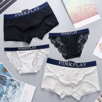 2-pack couple underwear pure cotton cute personality mens and womens double underwear sexy temptation hot lace suit