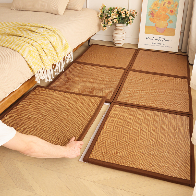 Summer Floor Mat, Spliced Cooling Mat, Nap Mat, Foldable Rattan Mat, Bedroom Bedside Anti-Fall Mat, Thickened