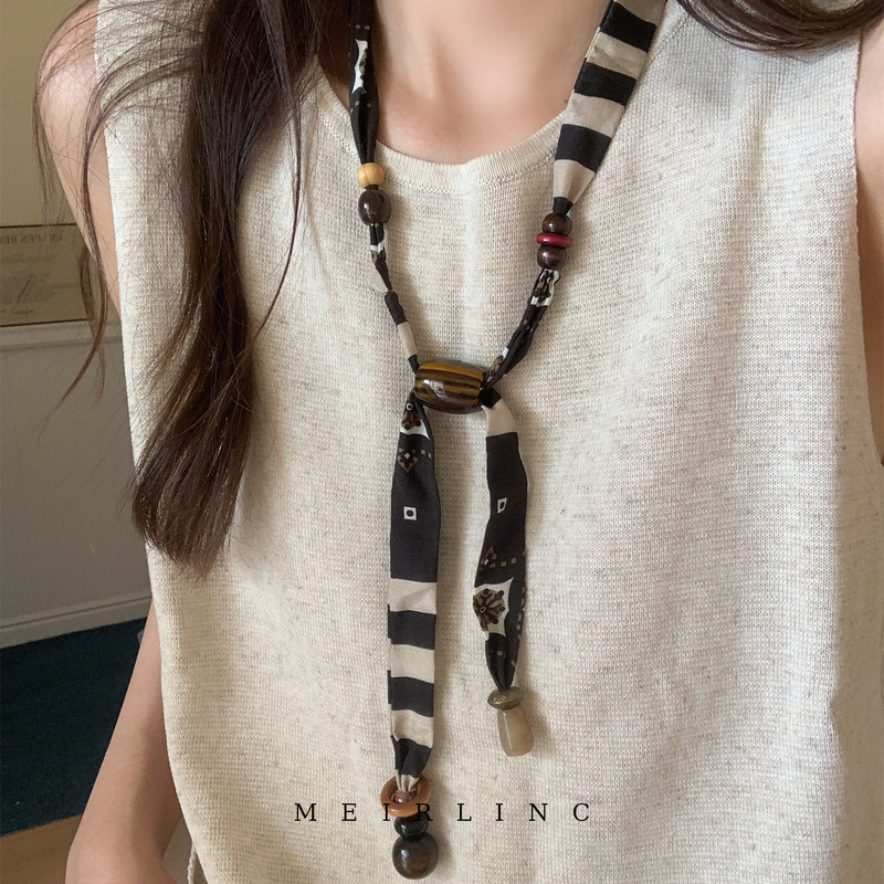 Meirlinc Simple Retro Paisley Ethnic Style Niche Design High-End Bohemian Vacation Style Scarf