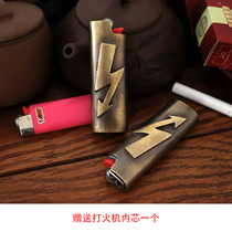 Original design pure copper thickened BIC Bic j3j5 lighter case Grasshopper disposable brass lighter case leather case