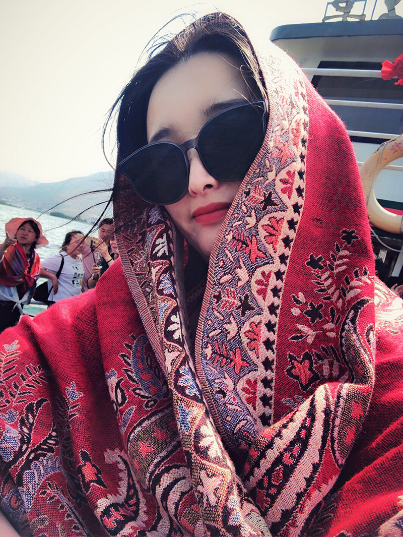 Ethnic style cashmere scarf Tibet Seda Yunnan Lijiang tourism photo sunscreen big shawl wool women's trendy thin section