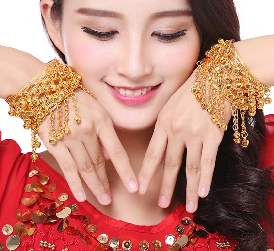 Deficit selling belly leather dance accessories belly leather dance Belly Leather Dance Woven Bell ringer bracelet (arm ring) (double use)