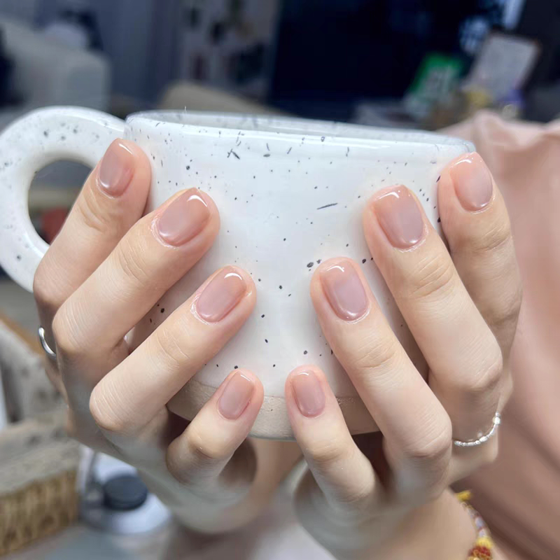 Handmade Nude Short Wearable Nails for Workers and Offices, Beanie Nails, Small Short Square Nails, Gentle and Versatile