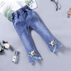 Girls Girl Jeans Spring and Autumn 2024 New Autumn Children Wearing Casual Pants Small Boys Korean Version Western Pants Tide