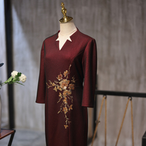 Mu Lan wedding dress V collar wedding banquet mother dress long Model summer mother-in-law Autumn Flower improvement dress 2021