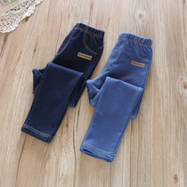 Boy girl beats bottom pants to wear spring autumn new children CUHK Imitation Jeans Children Long Pants Thin