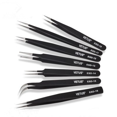 Anti-static micro tweezers stainless steel tip bend hair picking tool for long camera clamp plastic mobile phone electronic dimension