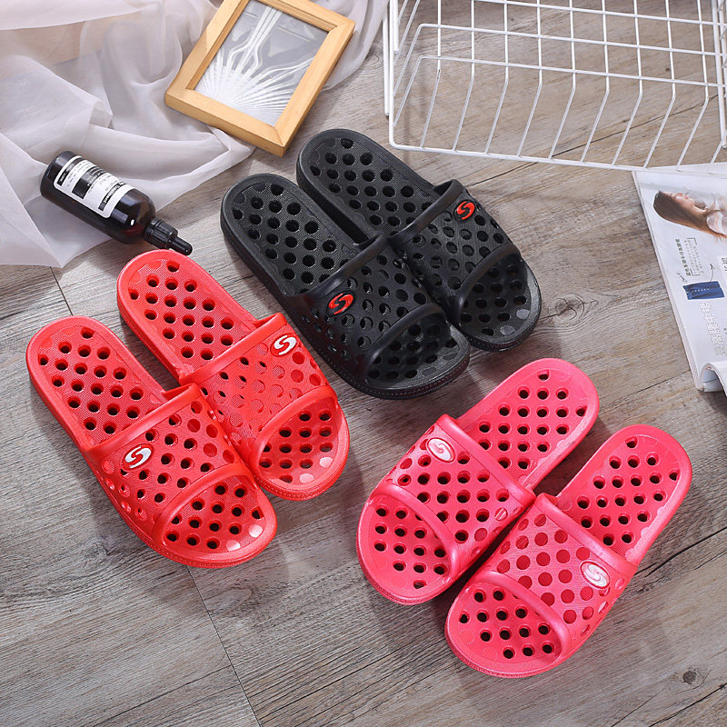 Shunhang bathroom slippers four seasons leaking shower plastic home indoor classic solid color floor men and women sandals and slippers